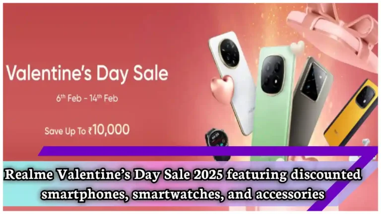 Realme Valentine’s Day Sale 2025 featuring discounted smartphones smartwatches and accessories