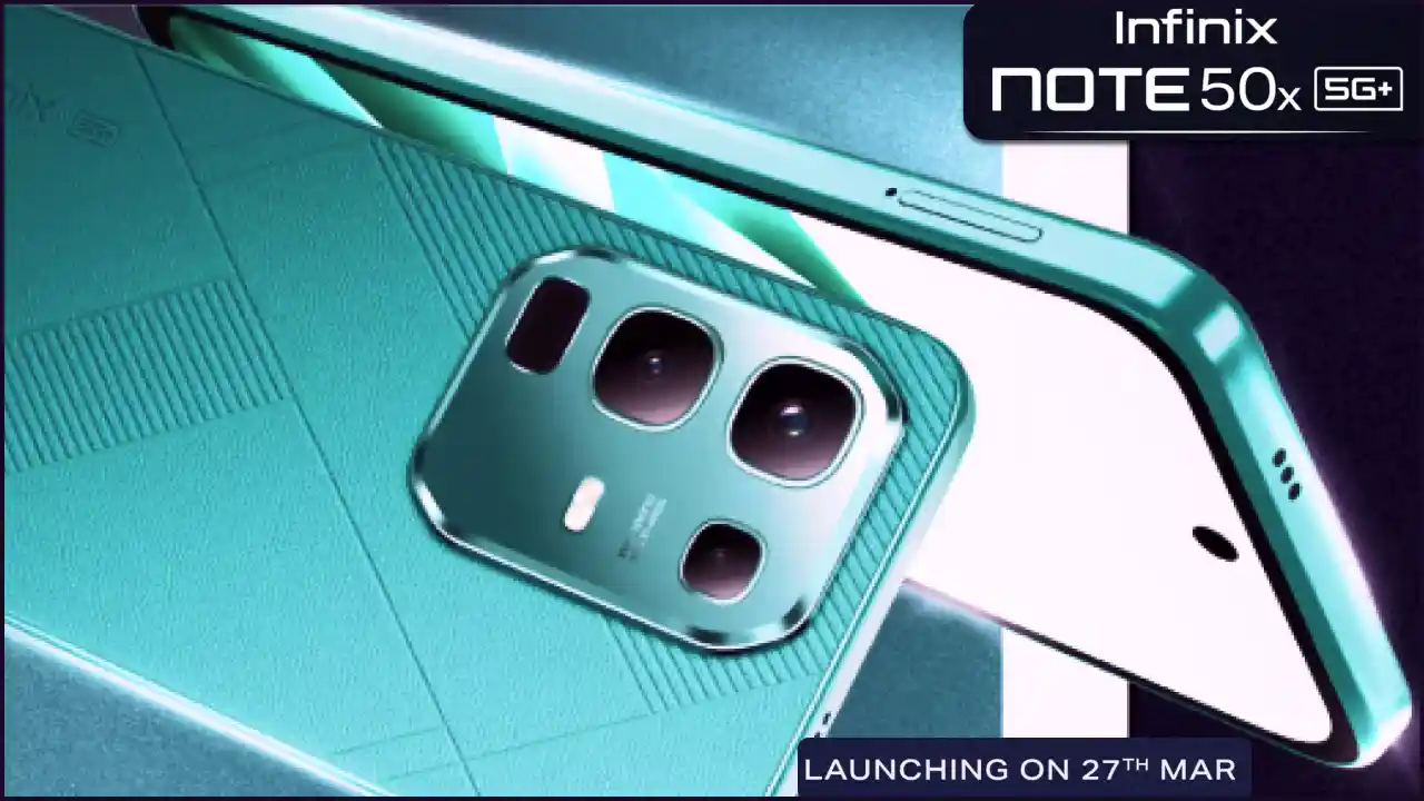 Infinix Note 50X 5G phone with gem-cut camera and Active Halo Lighting