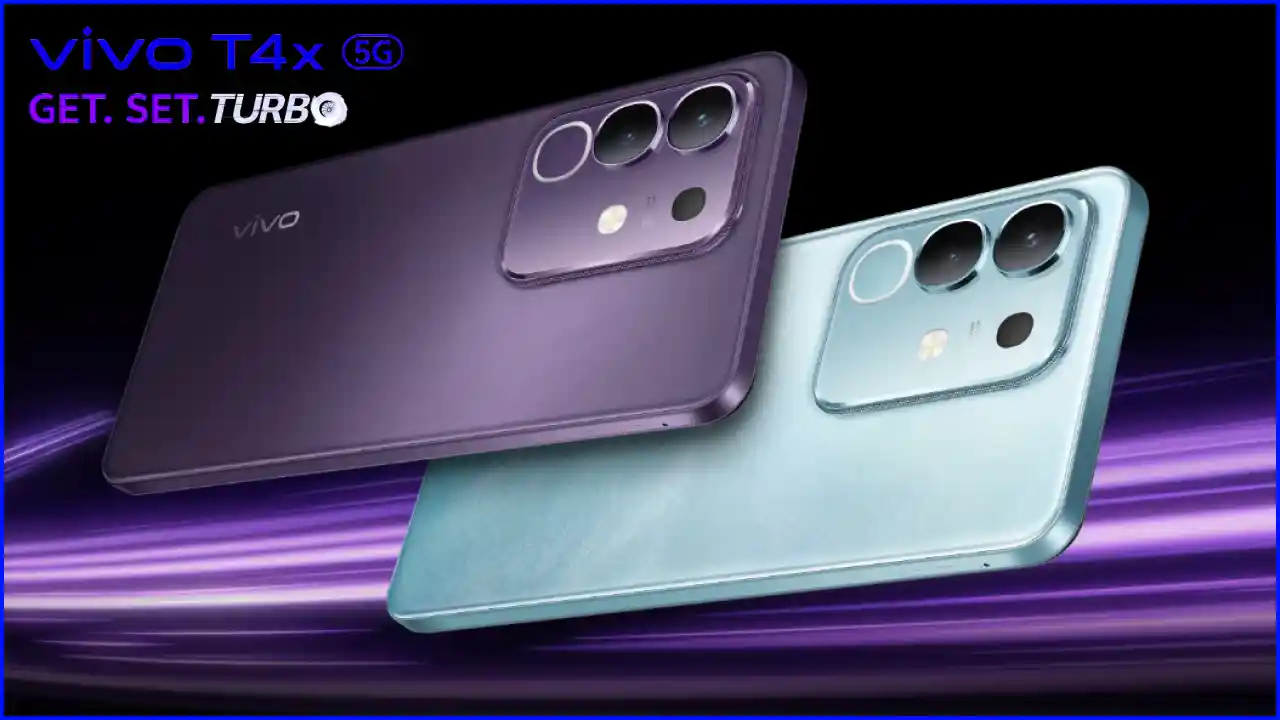 Vivo T4x 5G smartphone in Marine Blue and Pronto Purple colors